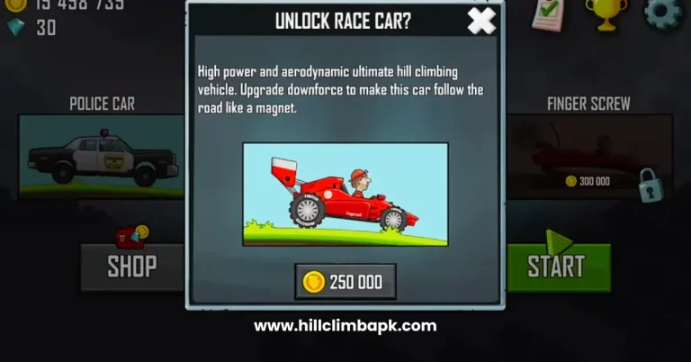 Race Car Cost in Hill Climb Racing